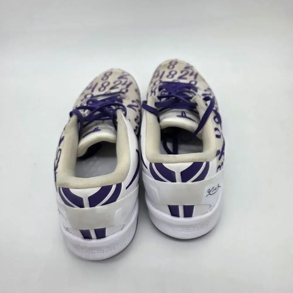 Nike Kobe 8 Protro Shoes Mens 11 White Court Purple Numbers Basketball Sneakers